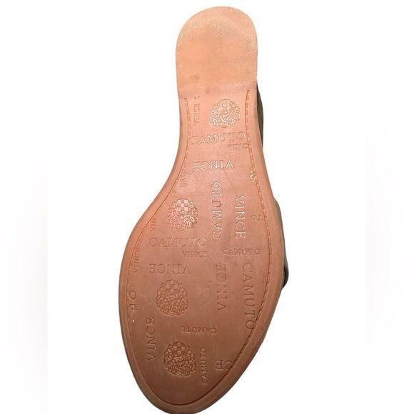 VINCE CAMUTO size 9M Gold Shimmer Kessina Leather Cork Platform.Wedge Sandal - Picture 7 of 8